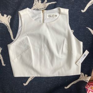 Eliza J Ponte Cream Crop Top NWT Size 12